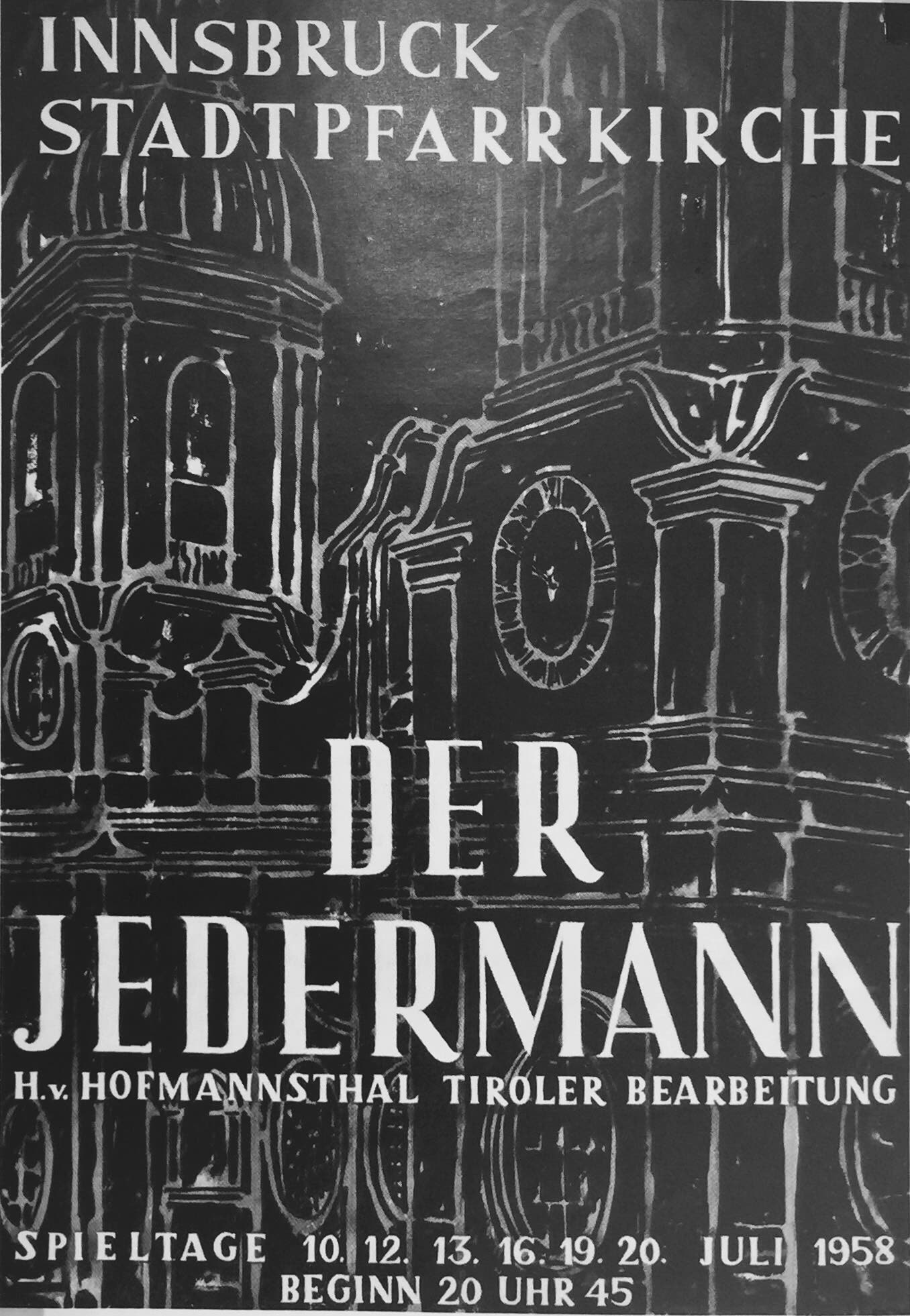 Plakat: Der Jedermann, Innsbruck Stadtpfarrkirche 1958